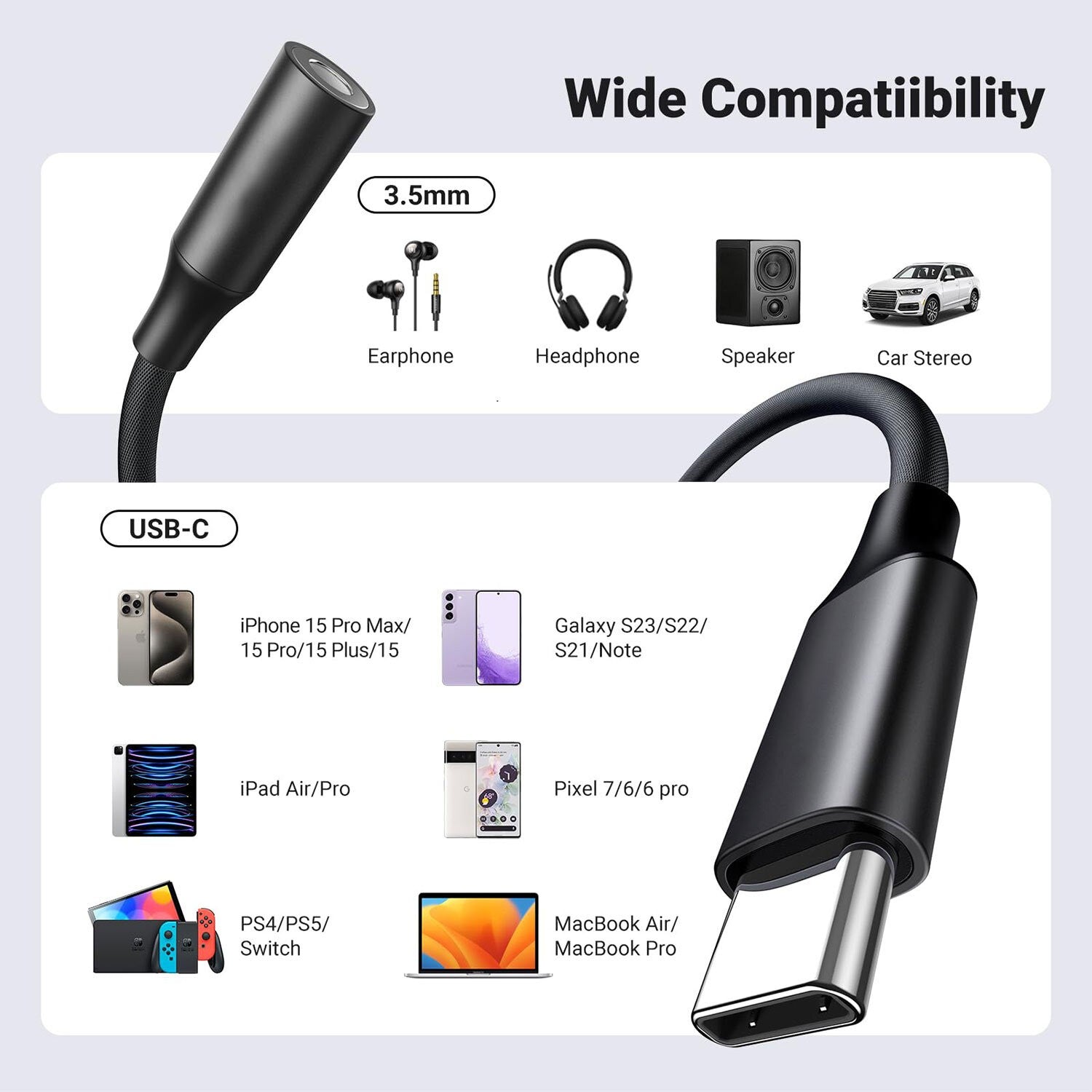 USB-C to 3.5mm Braided Audio Adapter - image 2
