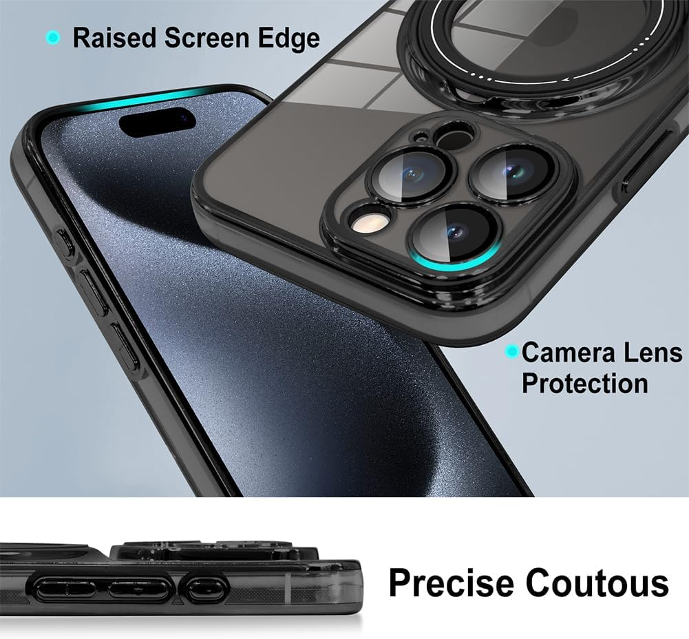 For iPhone 18 Pro Case, Compatible with MagSafe - 360-Degree Rotating Stand, Case Only, Silver