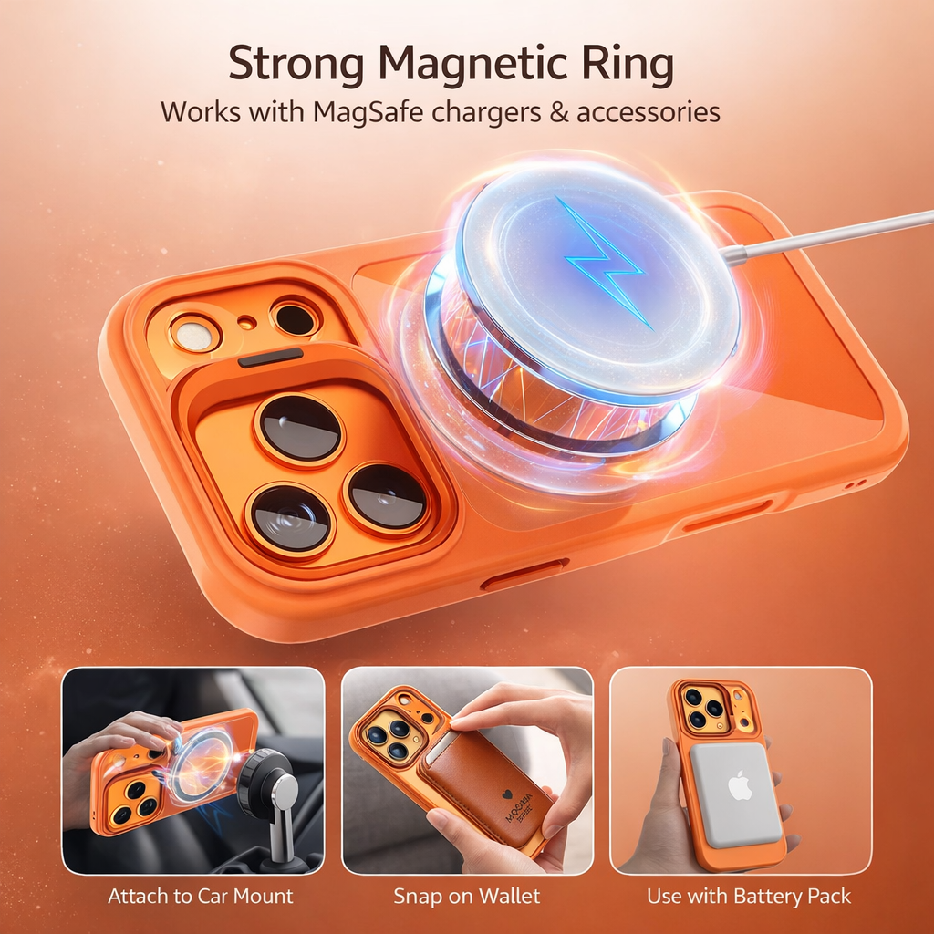 For iPhone 18 Pro Case, Compatible with MagSafe - Camera Frame Stand, Case Only, Red
