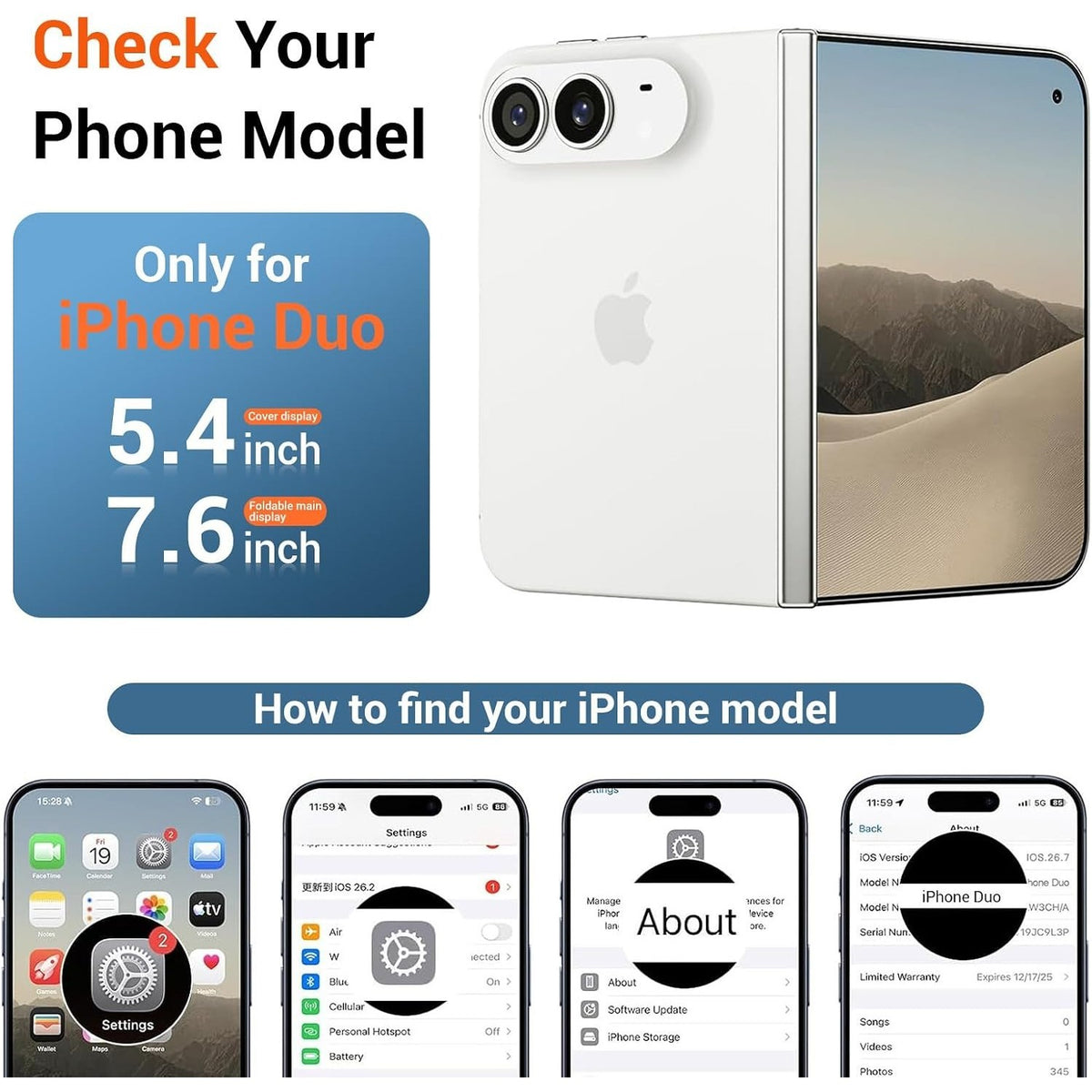 For iPhone Duo Case, Compatible with MagSafe - Raised Camera and Screen Edges, With 1 Clear Screen Protector and 1 Lens Protector, Clear