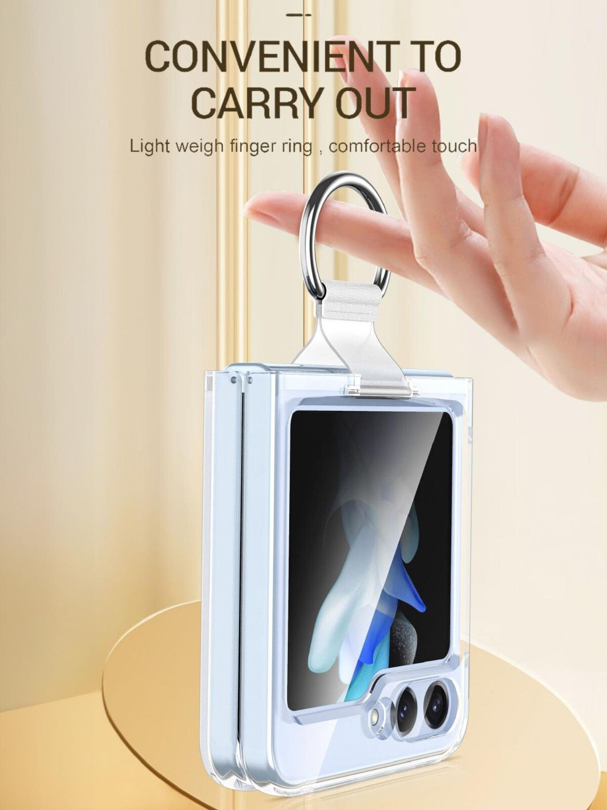 For Samsung Galaxy Z Flip 8 Slim Clear Ring Holder Case - image 8