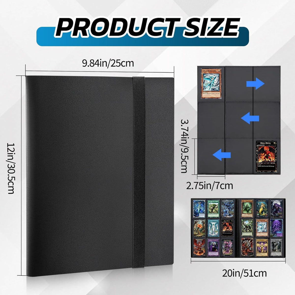 Black Trading Card Binder with Elastic Closure - 480 Card Capacity