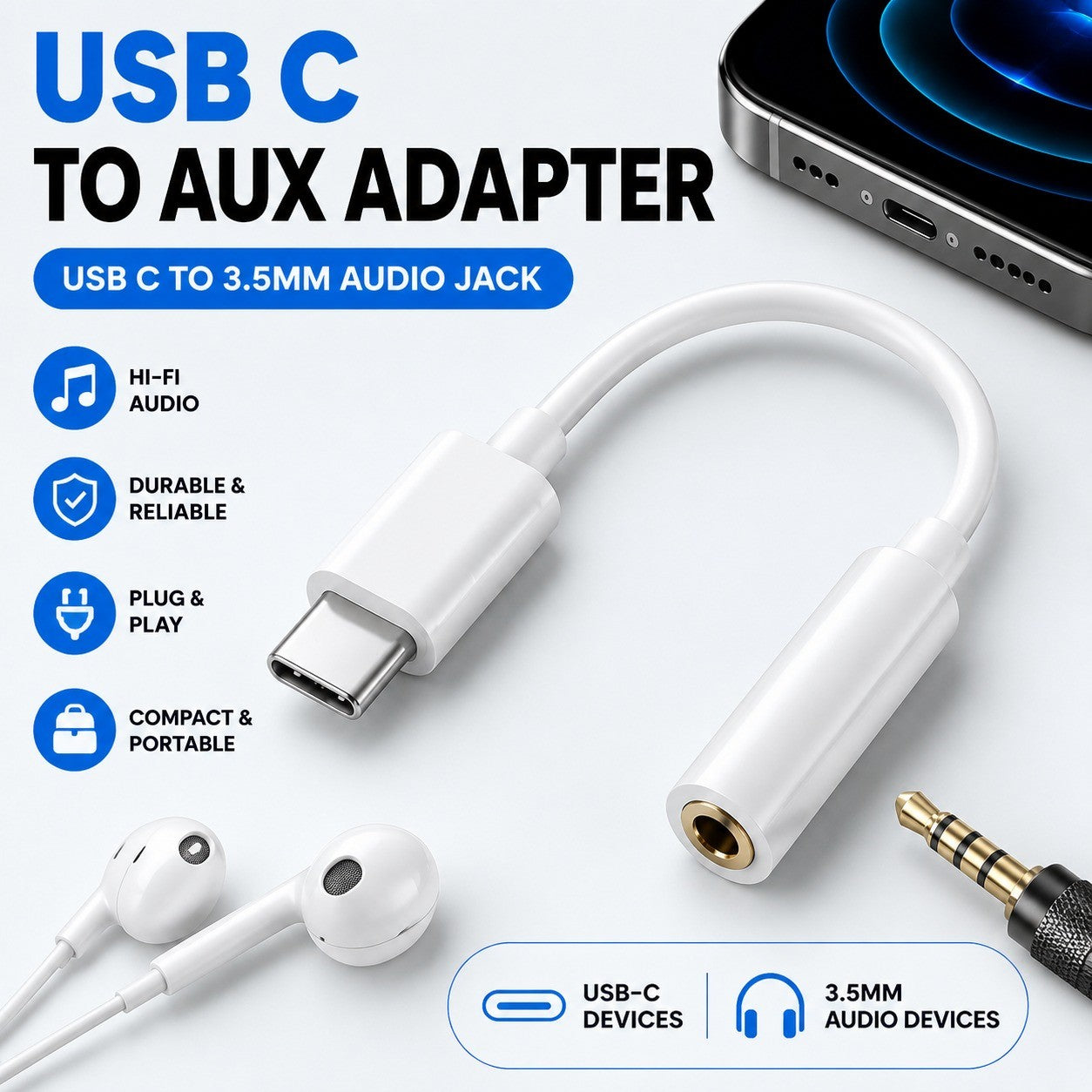 USB-C / iPhone to 3.5mm Audio Adapter - image 1