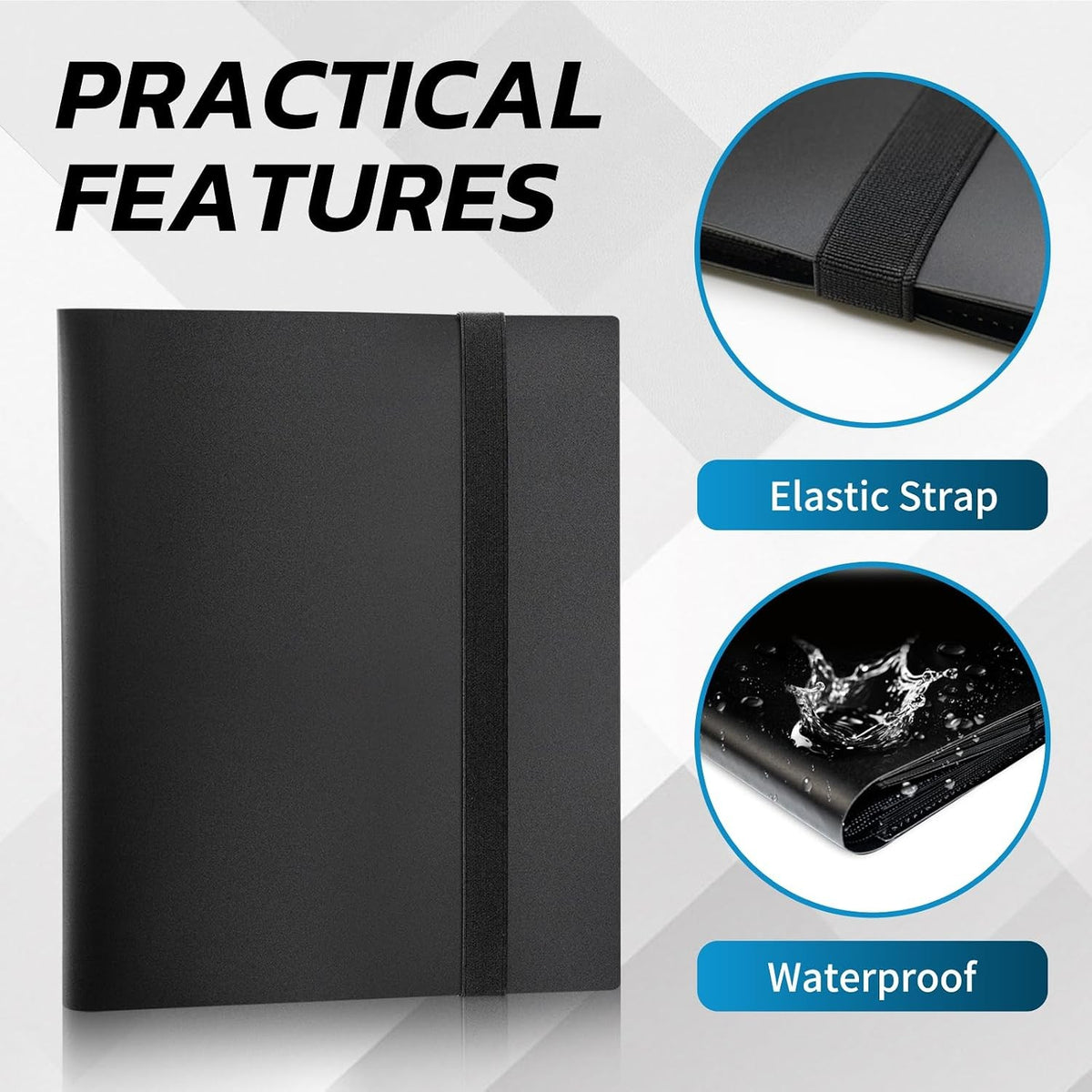 Black Trading Card Binder with Elastic Closure - 480 Card Capacity