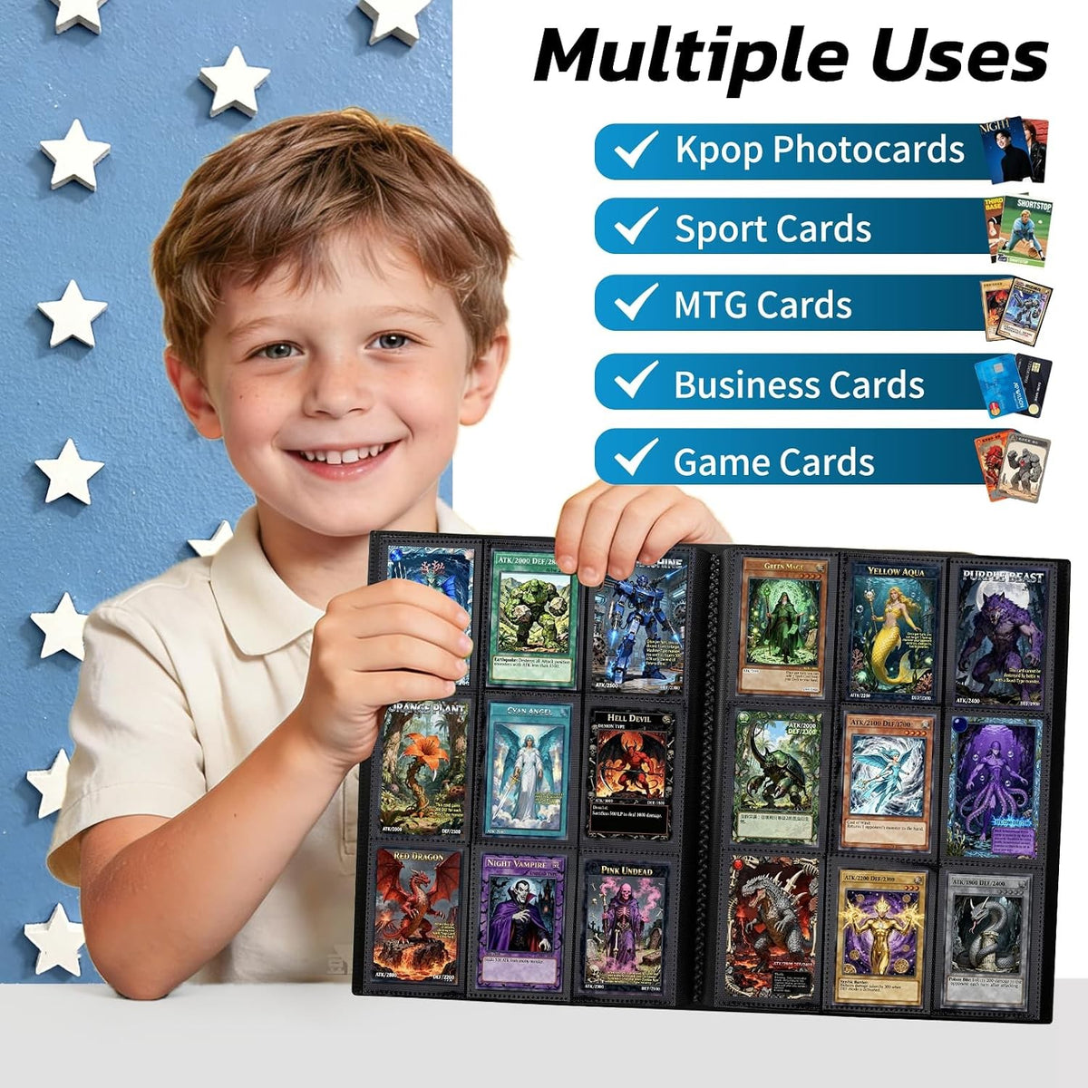 Black Trading Card Binder with Elastic Closure - 480 Card Capacity