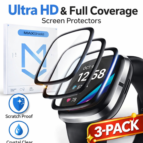 3 Pack MaxShield Screen Protector for Fitbit Versa and Sense - image 1