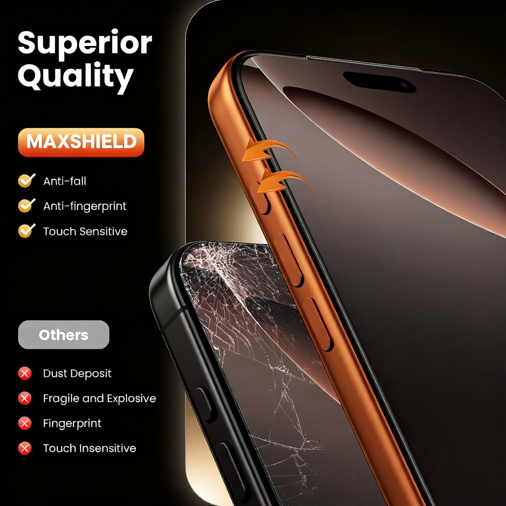 MAXSHIELD Privacy Glass Screen Protectors for iPhone 18 Pro Max - 2 Pack