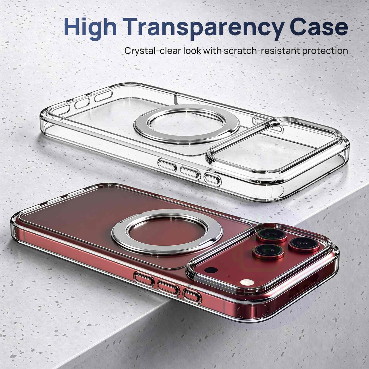 For iPhone 18 Pro Case, Compatible with MagSafe - 360-Degree Rotating Stand, Case Only, Clear