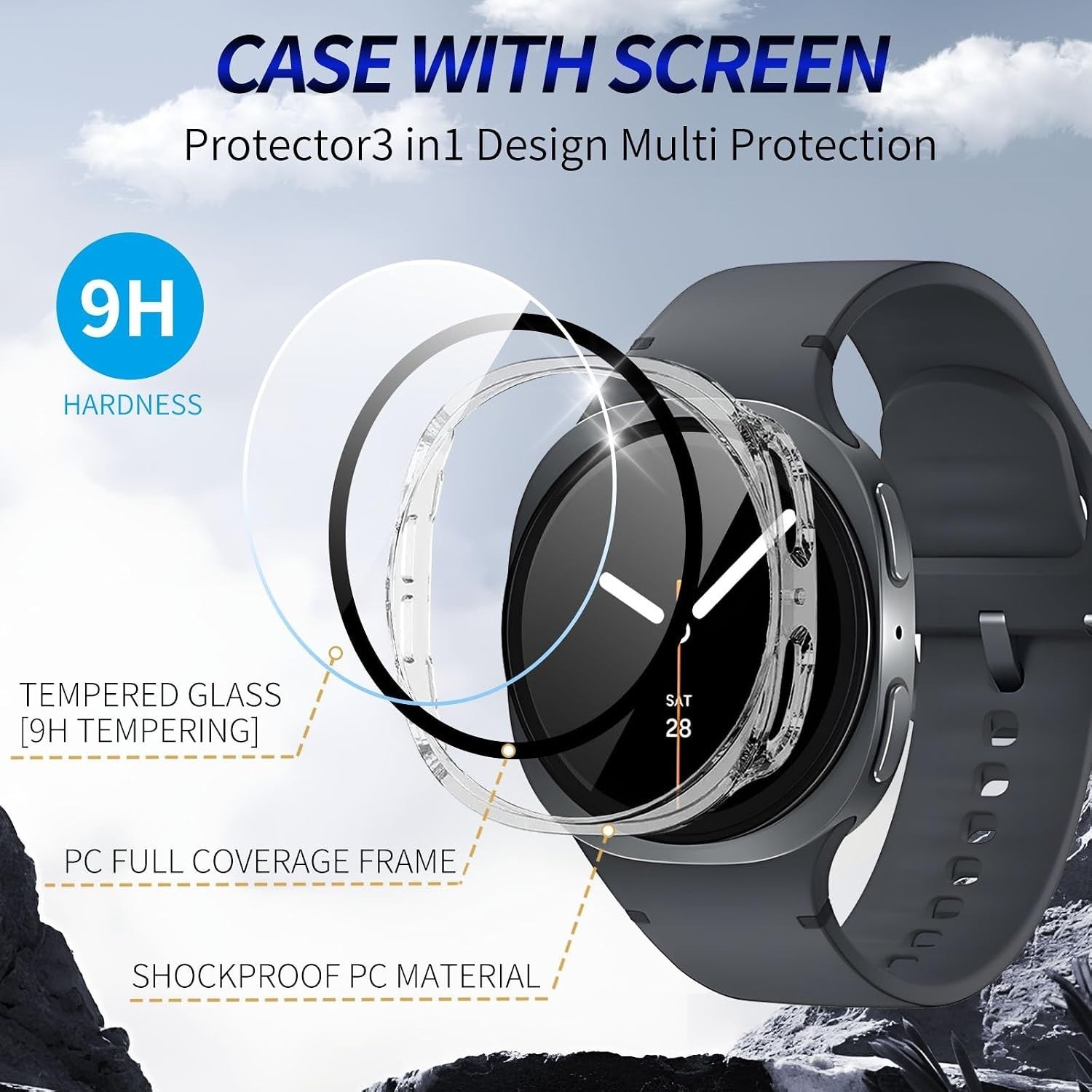 Full-Cover Glass Case Screen Protector for Samsung Galaxy Watch - image 2