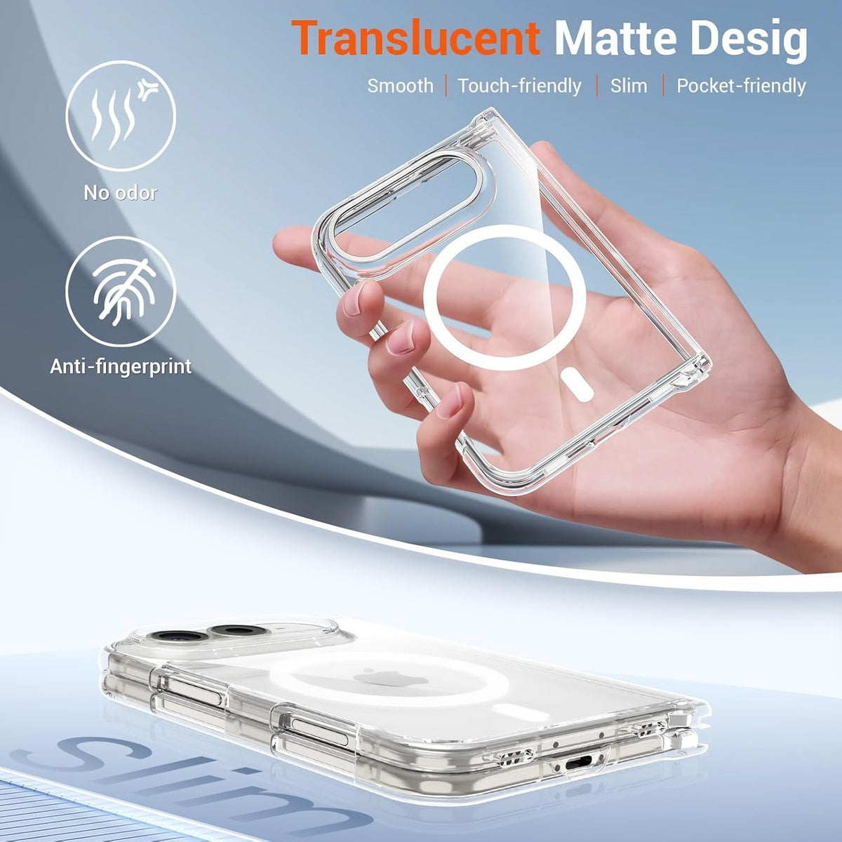 For iPhone Duo Case, Compatible with MagSafe - Raised Camera and Screen Edges, With 1 Clear Screen Protector and 1 Lens Protector, Clear