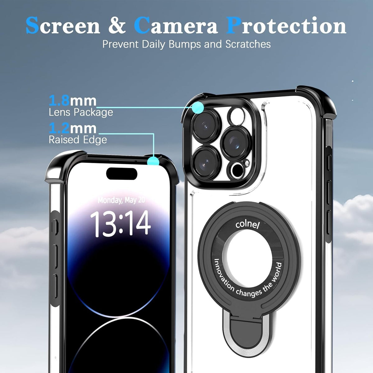For iPhone 18 Pro Case, Compatible with MagSafe - Shock-Absorbing Corners, Case Only, Black