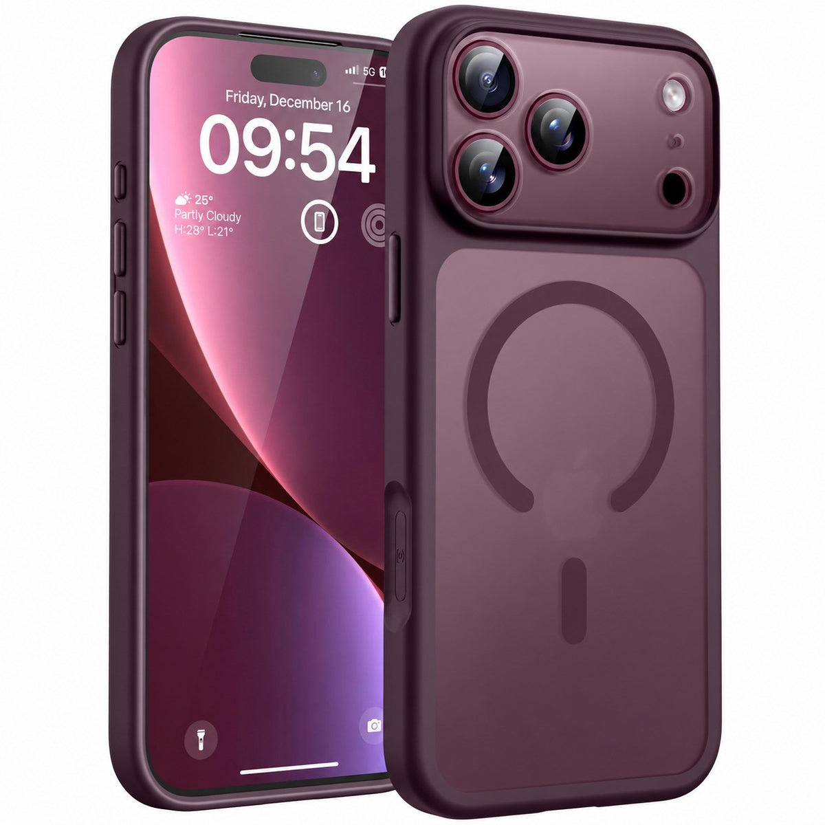 For iPhone 18 Pro Max Case, Compatible with MagSafe - Frosted Back and Raised Camera Frame, Case Only, Burgundy