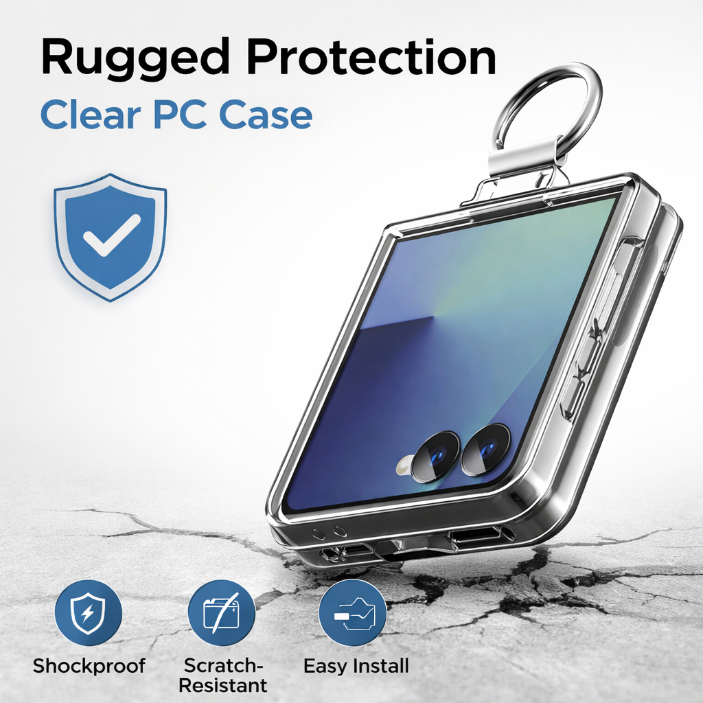 For Samsung Galaxy Z Flip 8 Slim Clear Ring Holder Case - image 7