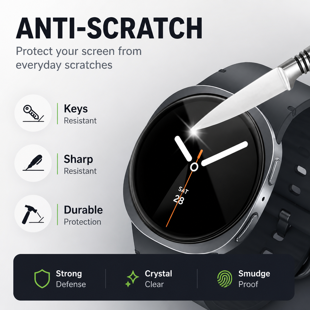 1/2/3/4 Pack Tempered Glass Screen Protectors for Samsung Galaxy Watch - image 3