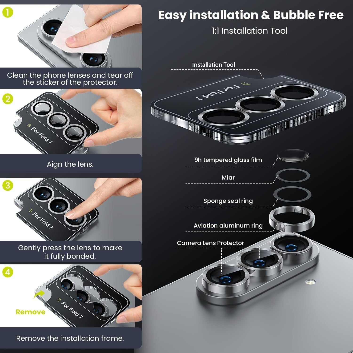 For Samsung Galaxy Z Fold 8 / Fold 8 Ultra Metal Camera Lens Glass Protector - image 5