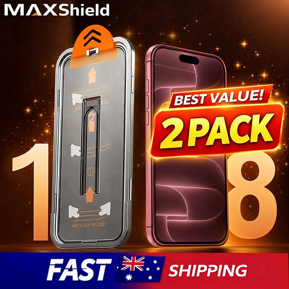 MAXSHIELD Privacy Glass Screen Protectors for iPhone 18 Pro Max - 2 Pack