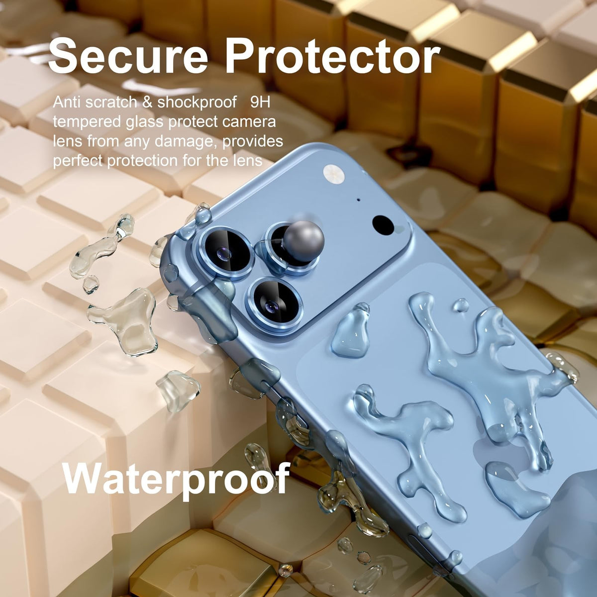 For iPhone 18 Pro Camera Lens Protectors, Metal Frame Tempered Glass - Black - detail image 4