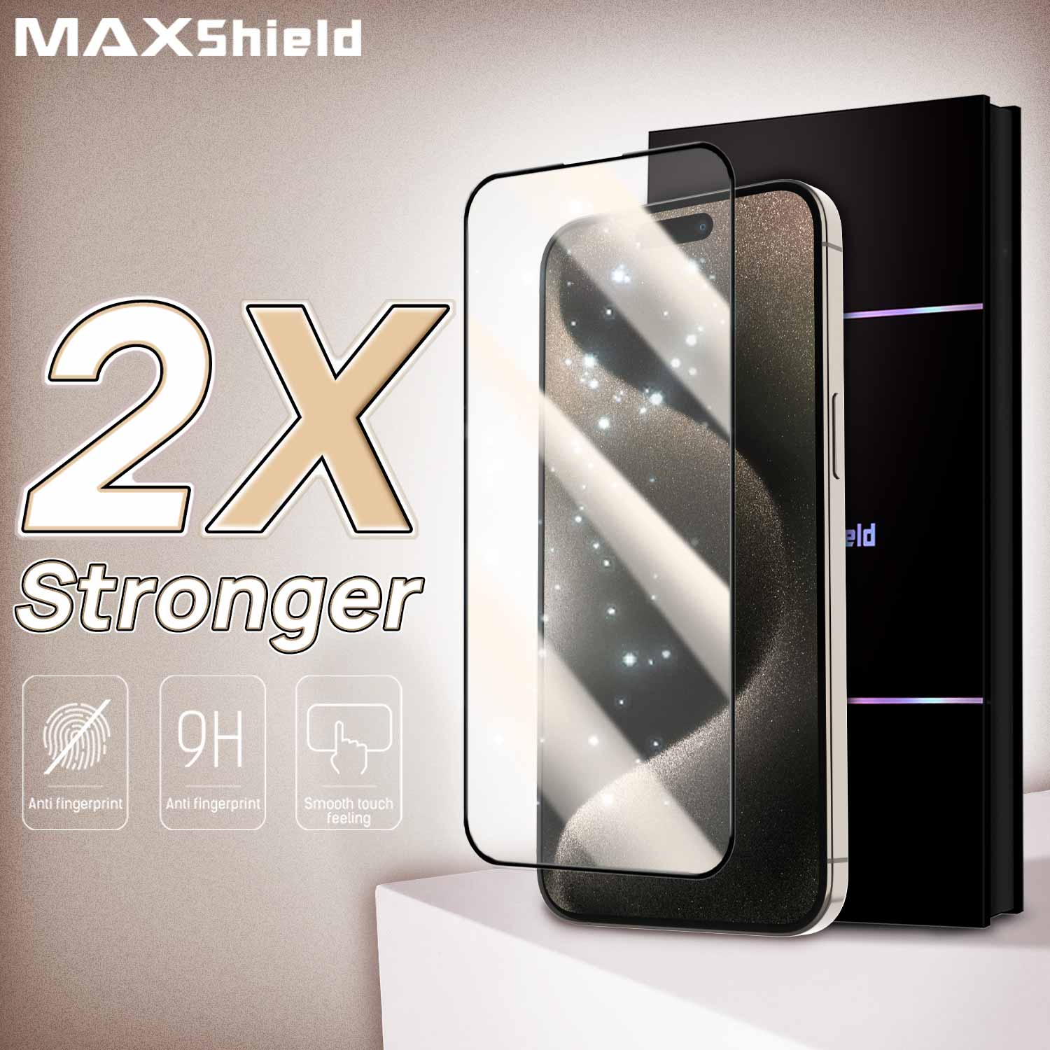 【2 Packs】MaxShield® 9H Tempered Glass iPhone 15 Series Full Screen Protector