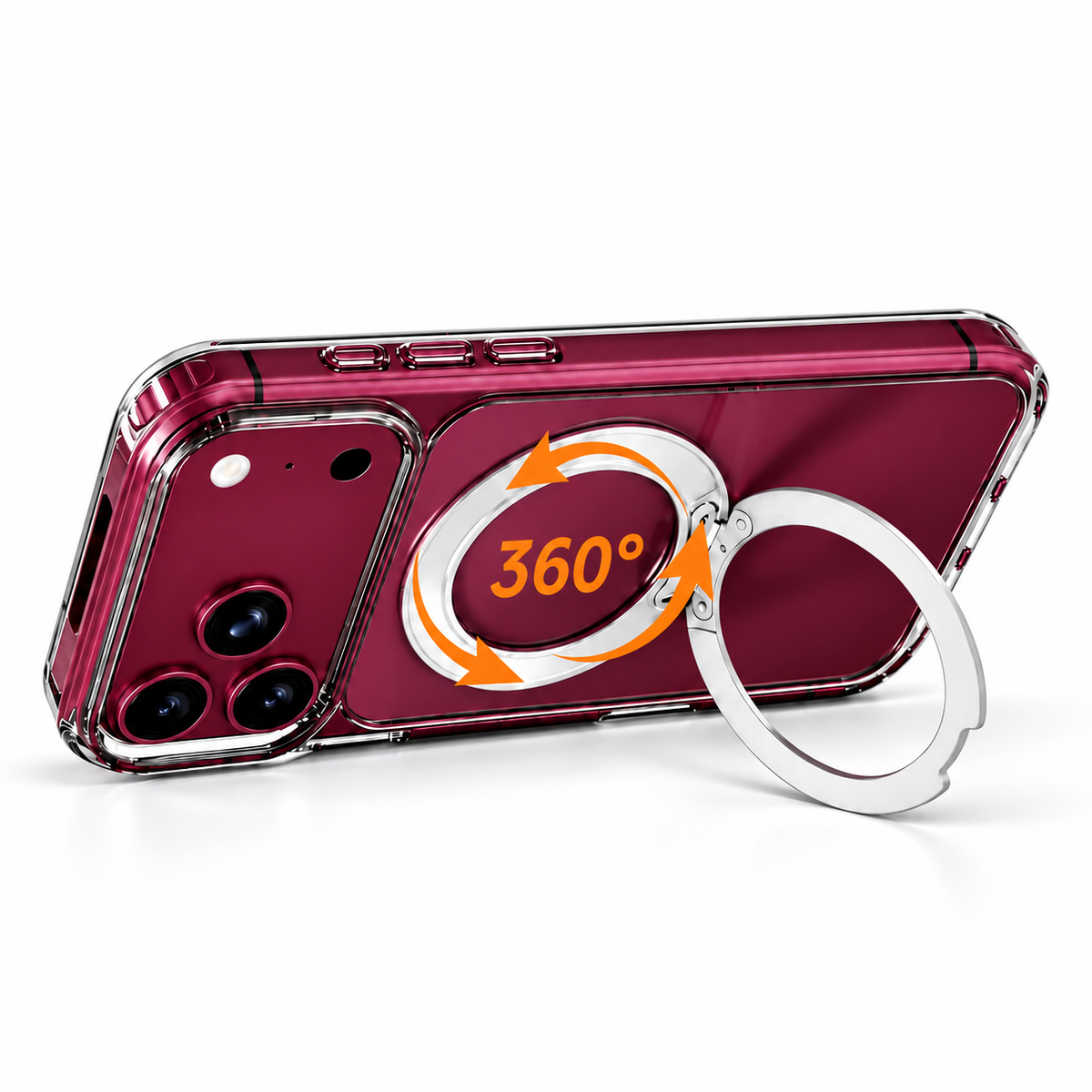 For iPhone 18 Pro Max Case, Compatible with MagSafe - 360-Degree Rotating Stand, Case Only, Clear