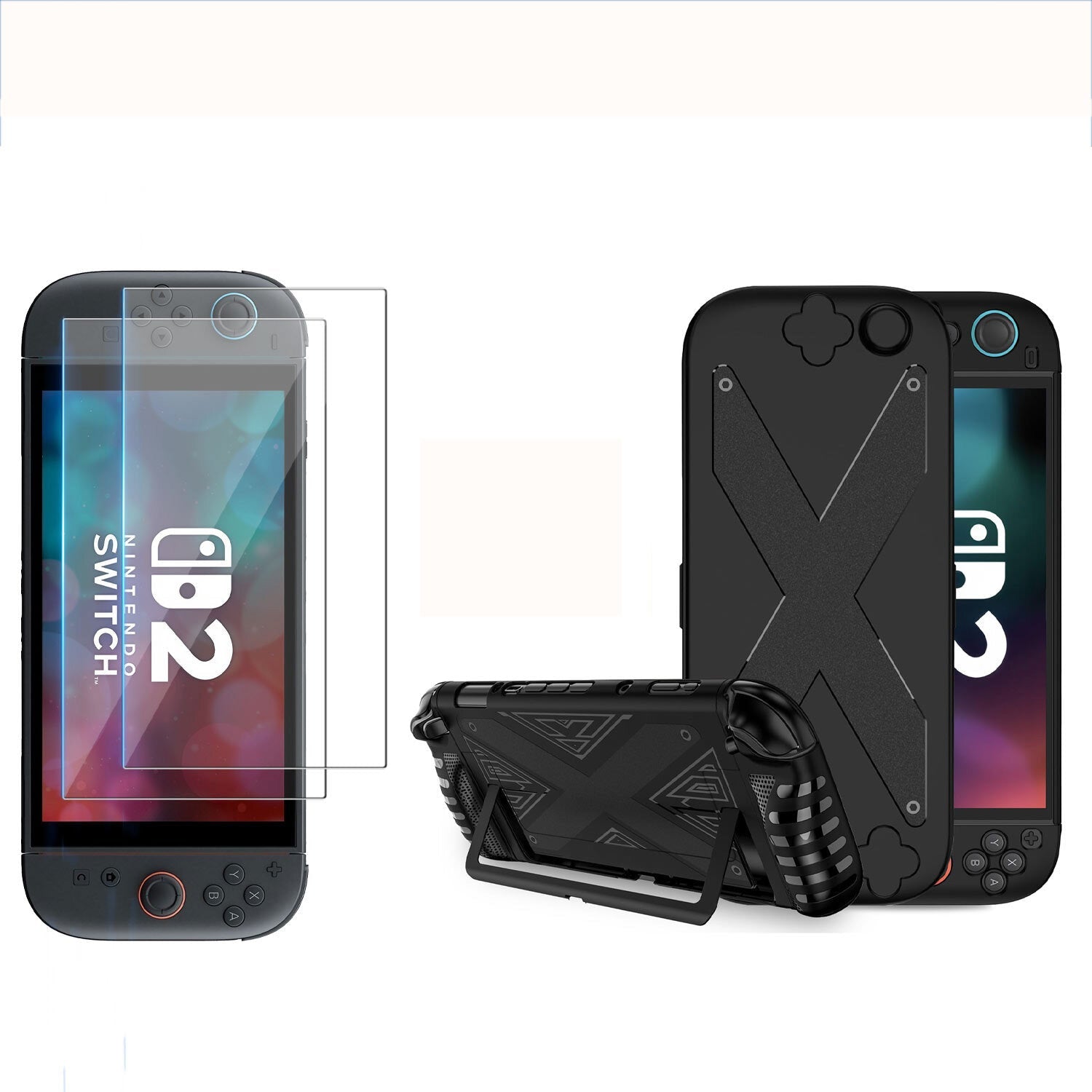 For Nintendo Switch 2 Case Dual Grip Dock Kickstand Full Cover Screen Protector
