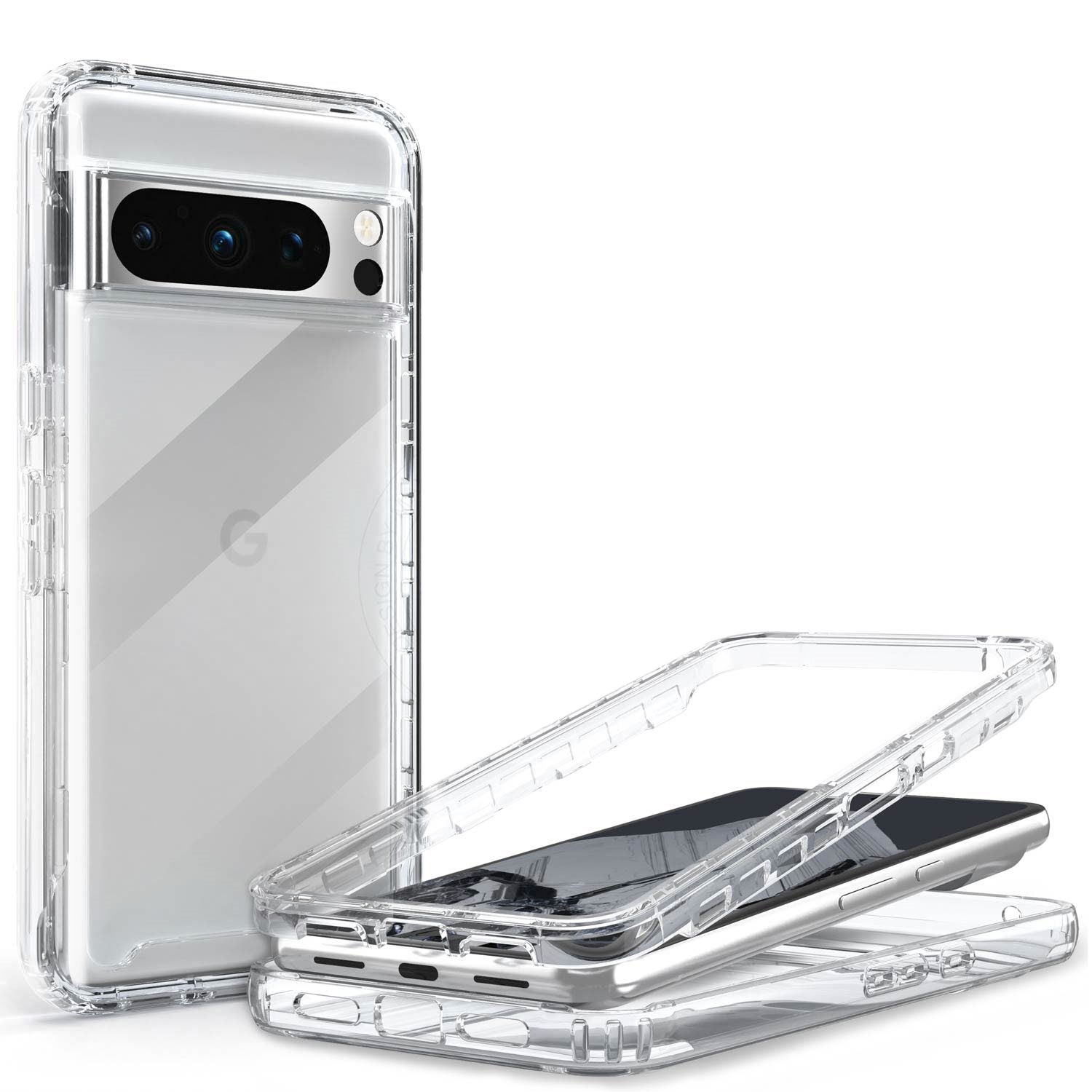 Military Grade Protection Crystal Clear Pixel 8/8 Pro Case With Extra Front Cover