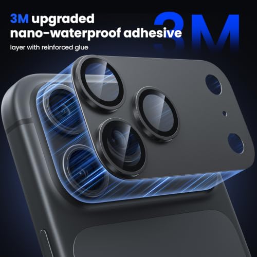 Black Aluminium Alloy Tempered Glass Camera Lens Protector for Apple iPhone 18 Pro Max