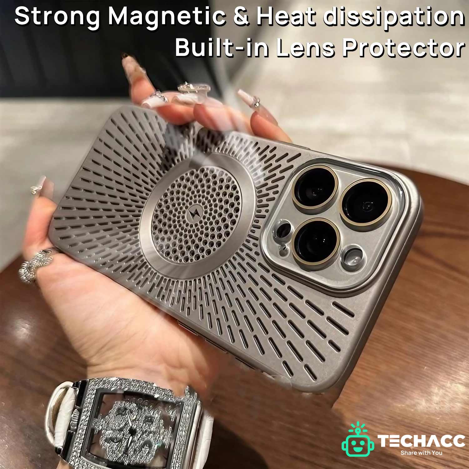 For iPhone 15 14 Pro Max Case Shockproof Magnetic Luxury Heat Dissipation Cover