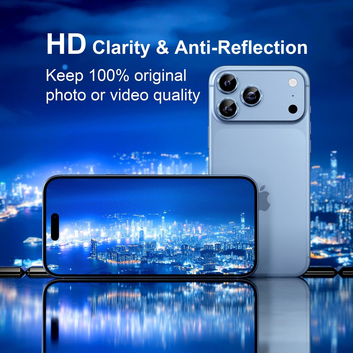 For iPhone 18 Pro Camera Lens Protectors, Metal Frame Tempered Glass - Black - detail image 2