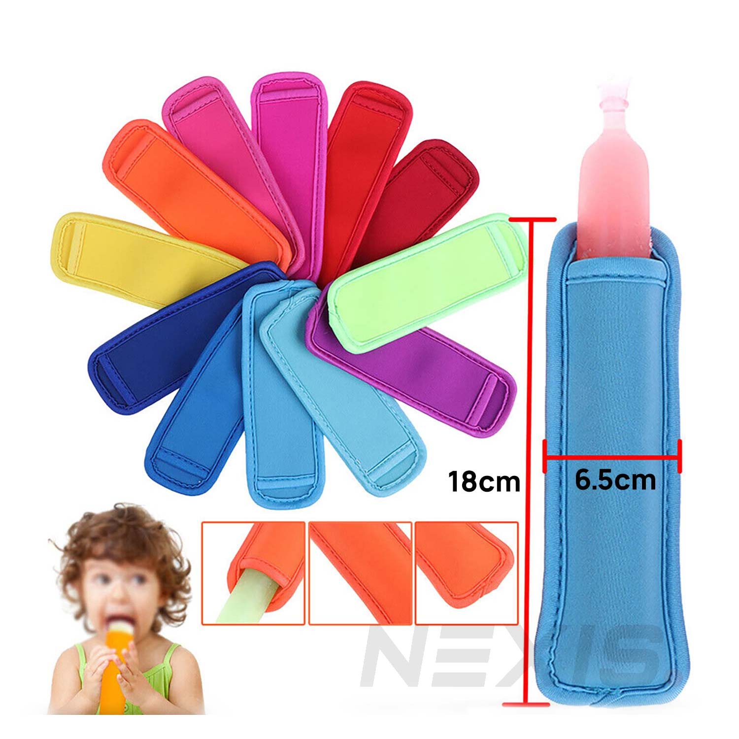 5PCS Colorful Ice Sleeves Freezer Reusable Summer Icy Block Lolly Cream Holder