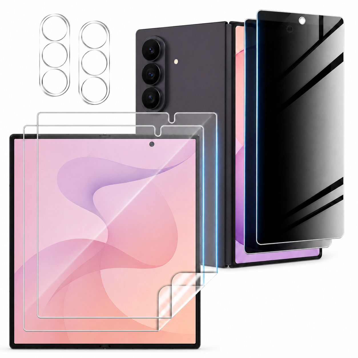 For Samsung Galaxy Z Fold 7 Complete Tempered Glass Screen Protector - white background main image