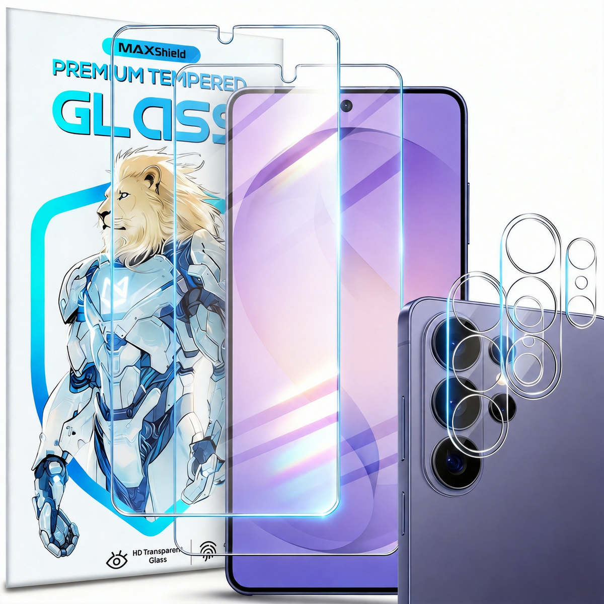 Tempered Glass Screen and Camera Lens Protectors for Samsung Galaxy S26 FE 5G - 2 + 2 Pack