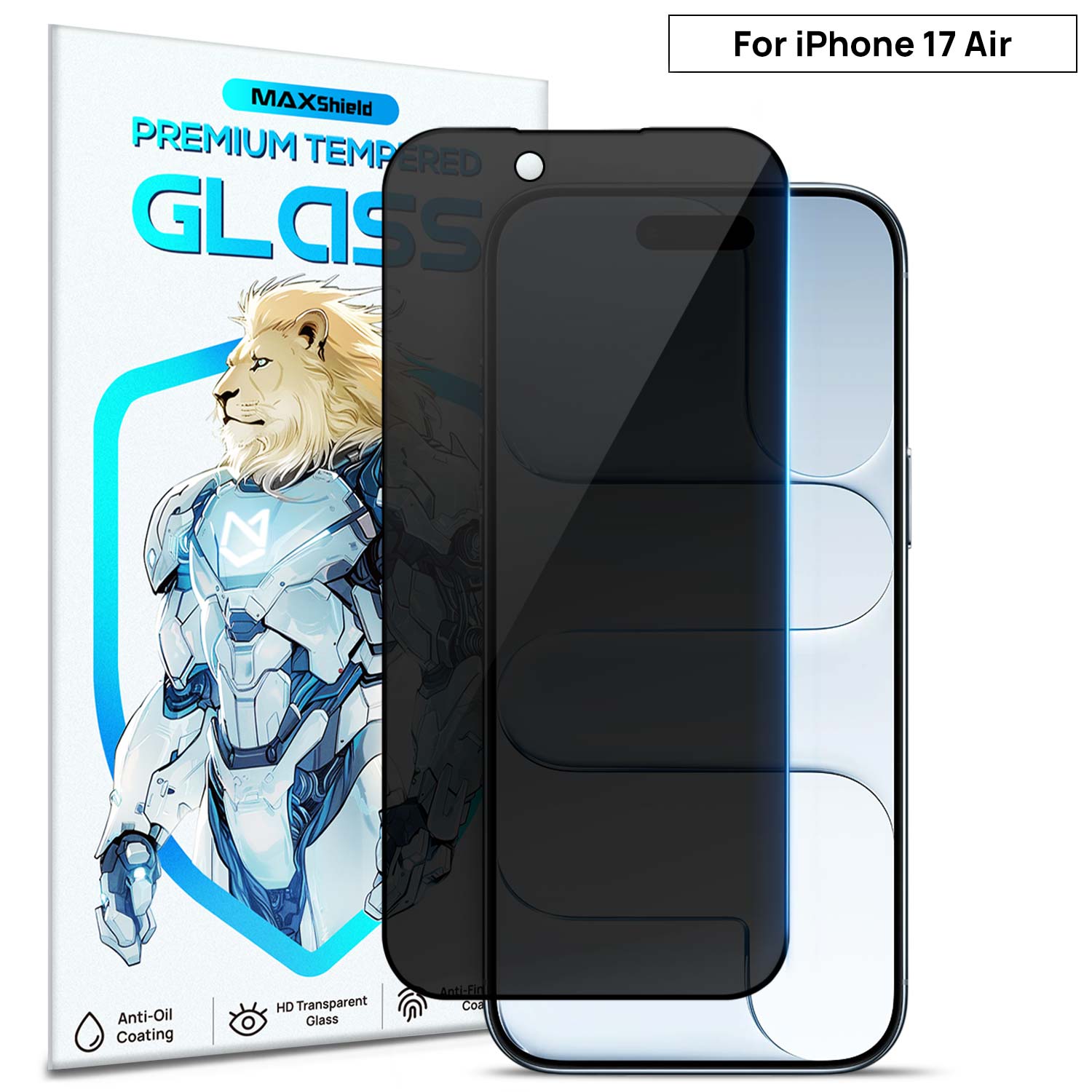 2XFor iPhone 17 Pro Max Air Privacy Tempered Glass Screen Protector