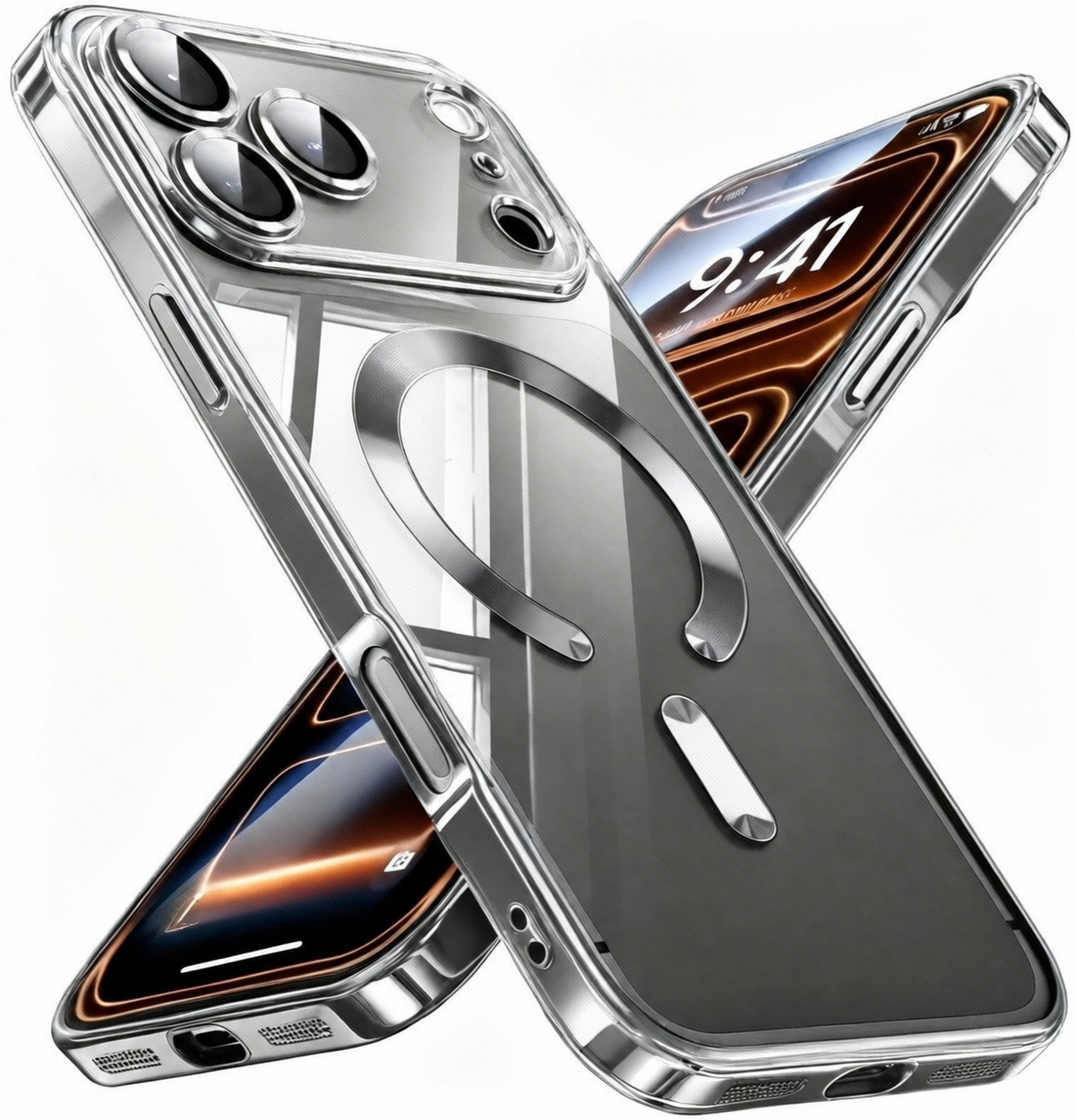 For iPhone 18 Pro Case, Compatible with MagSafe - Shock-Absorbing Corners, Case Only, Black - Apple logo removed main image