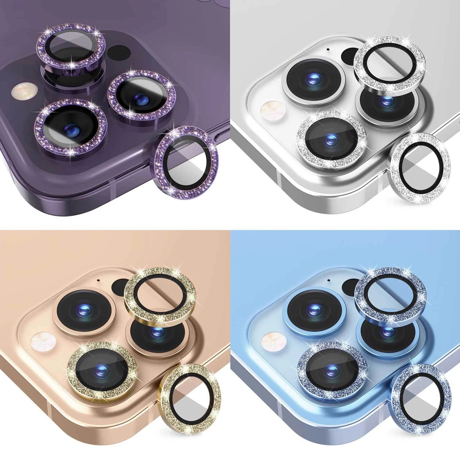 For iPhone 17 Pro Max Metal Camera Glitter Cover Glass Protector