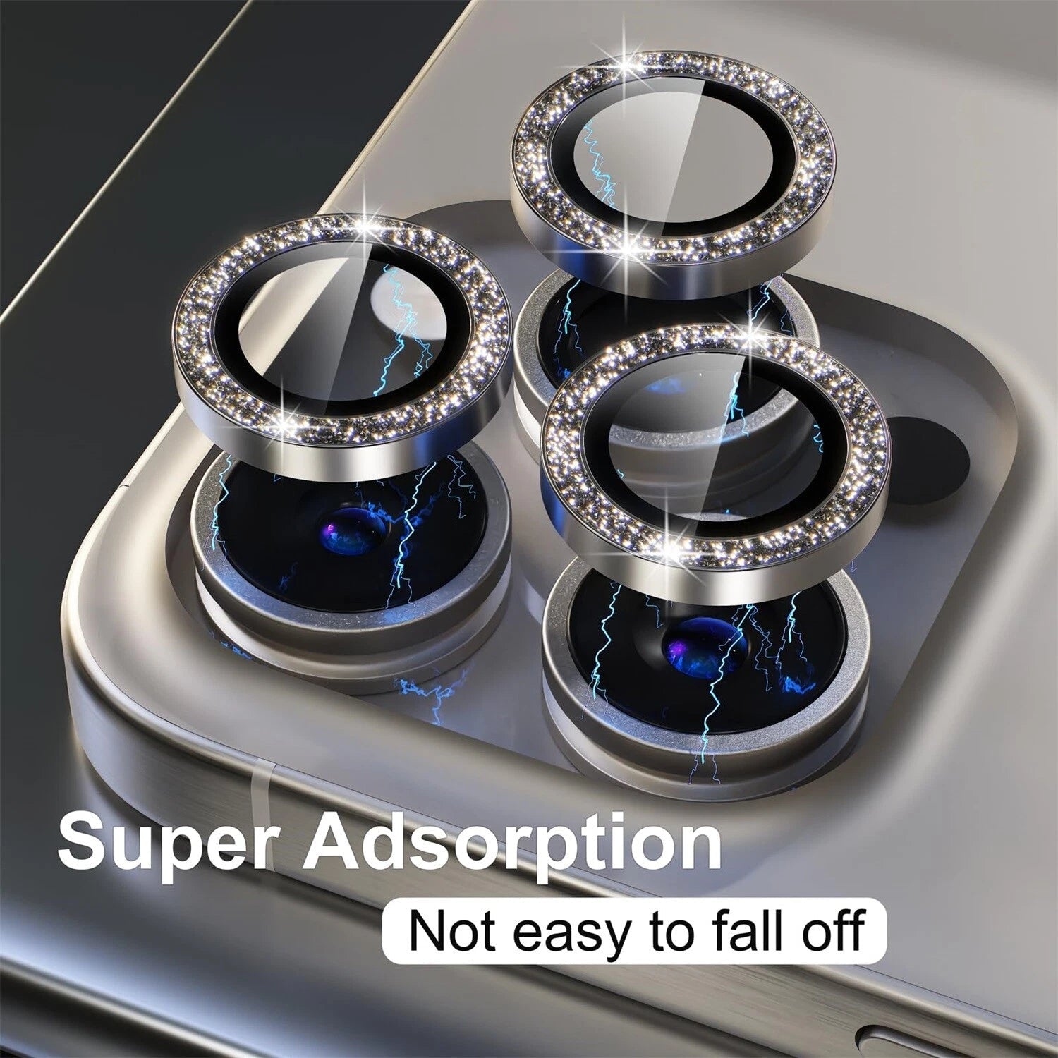 For iPhone 17 Pro Max Metal Camera Glitter Cover Glass Protector