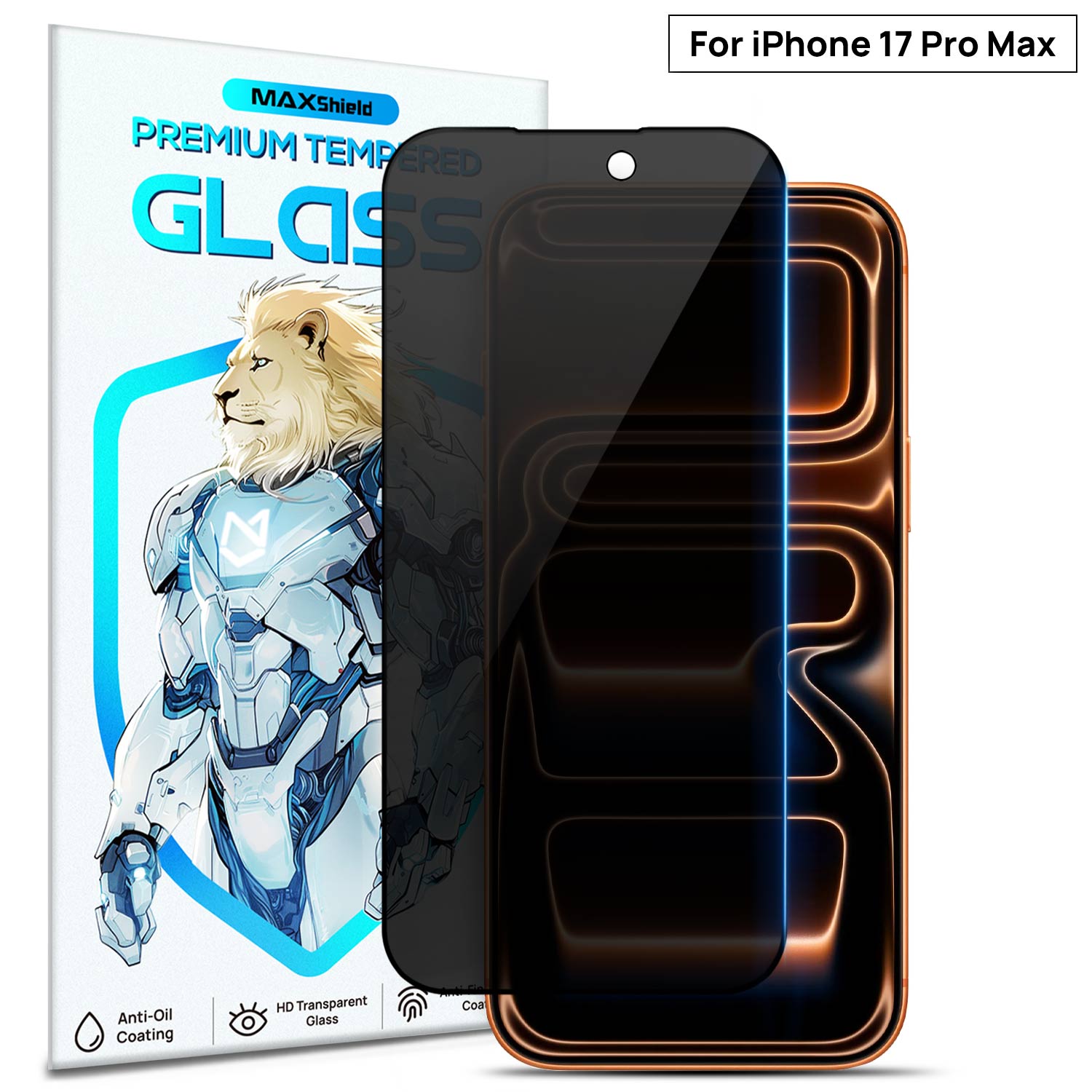 2XFor iPhone 17 Pro Max Air Privacy Tempered Glass Screen Protector