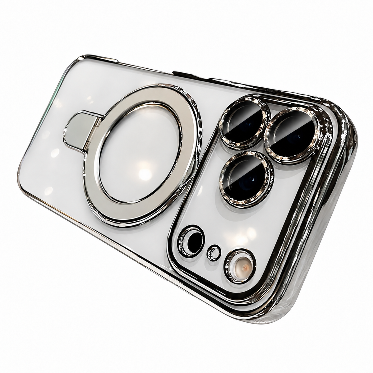 For iPhone 18 Pro Max Case, Compatible with MagSafe - 360-Degree Rotating Stand, Case Only, Silver - main image
