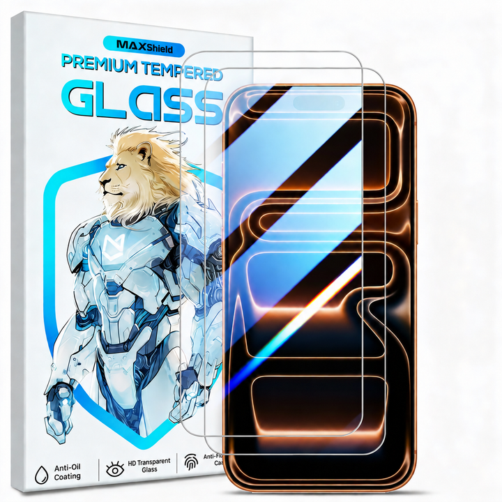 2-Pack MAXSHIELD Tempered Glass Screen Protector for iPhone 18 Pro / Pro Max
