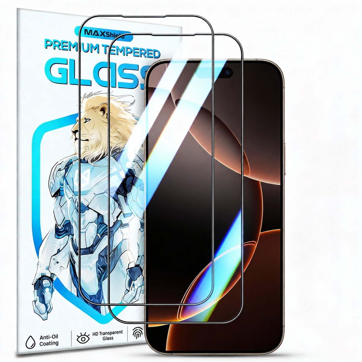 2-Pack MAXSHIELD Tempered Glass Screen Protector for iPhone 18 Pro / Pro Max