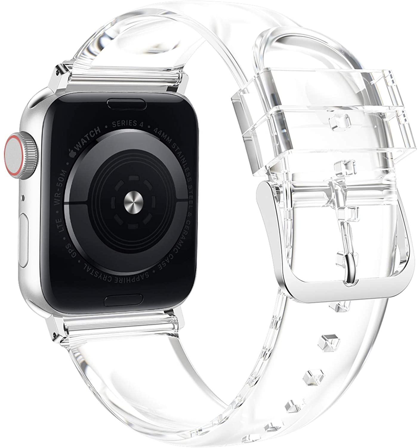 For Apple Watch 7 45/41 Silicone Clear Sports iWatch Band Strap Screen Protector – clean white background main image