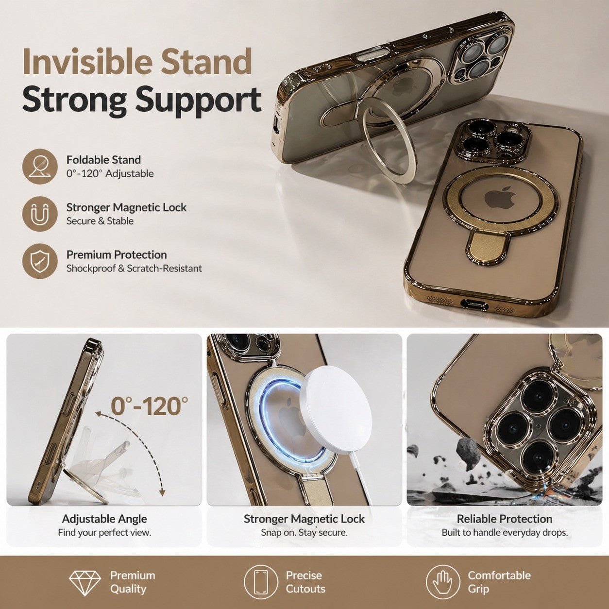 For iPhone 17 Series Magnetic MagSafe Ring Stand Shockproof Case - image 4
