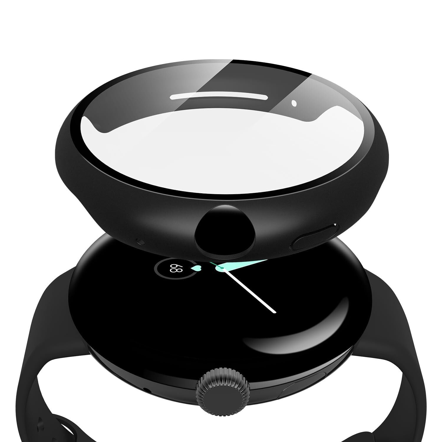 For Google Pixel Watch 2 Case Clear Glass 360 Full Body Cover Screen Protector