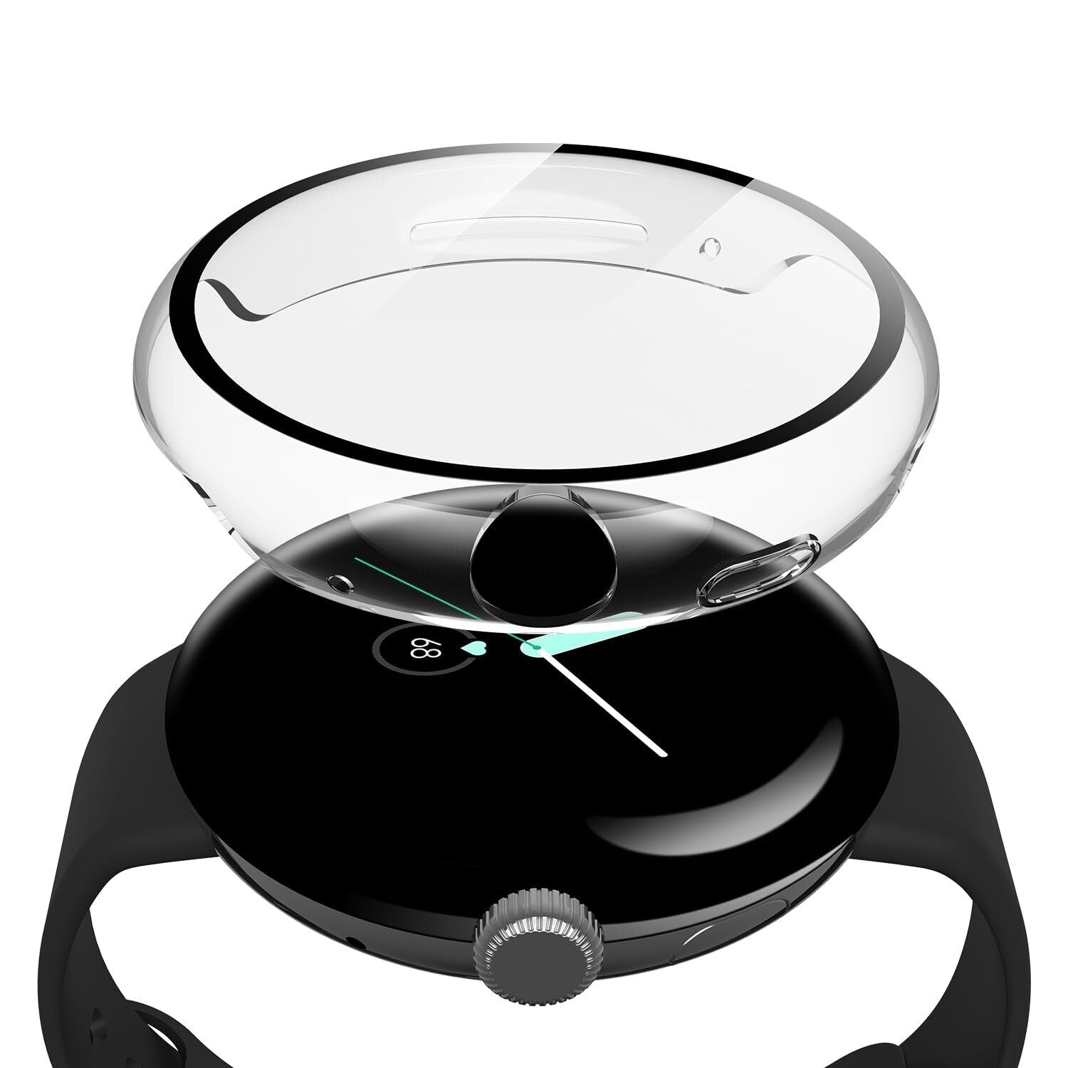 For Google Pixel Watch 2 Case Clear Glass 360 Full Body Cover Screen Protector