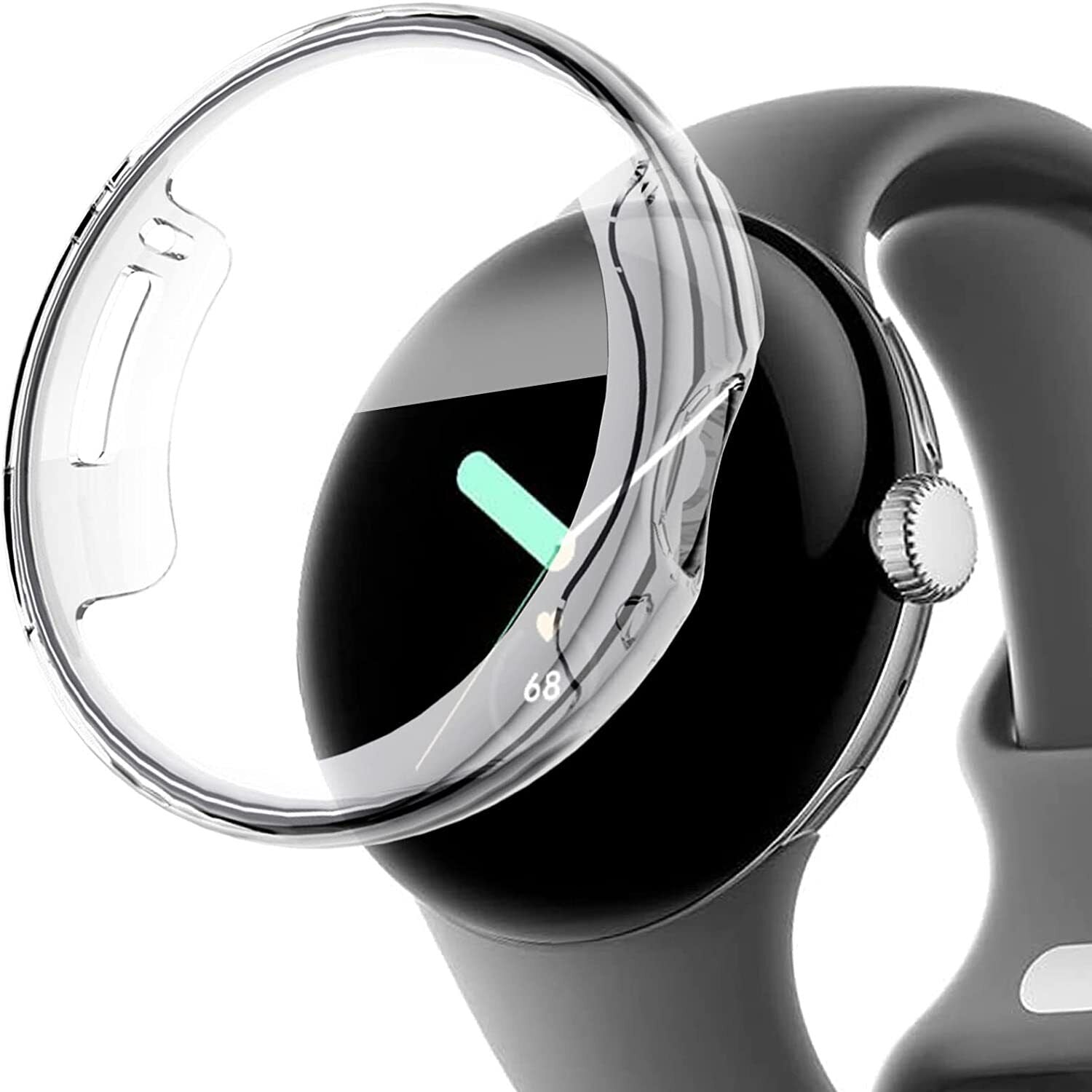 For Google Pixel Watch 2 Case Clear Glass 360 Full Body Cover Screen Protector