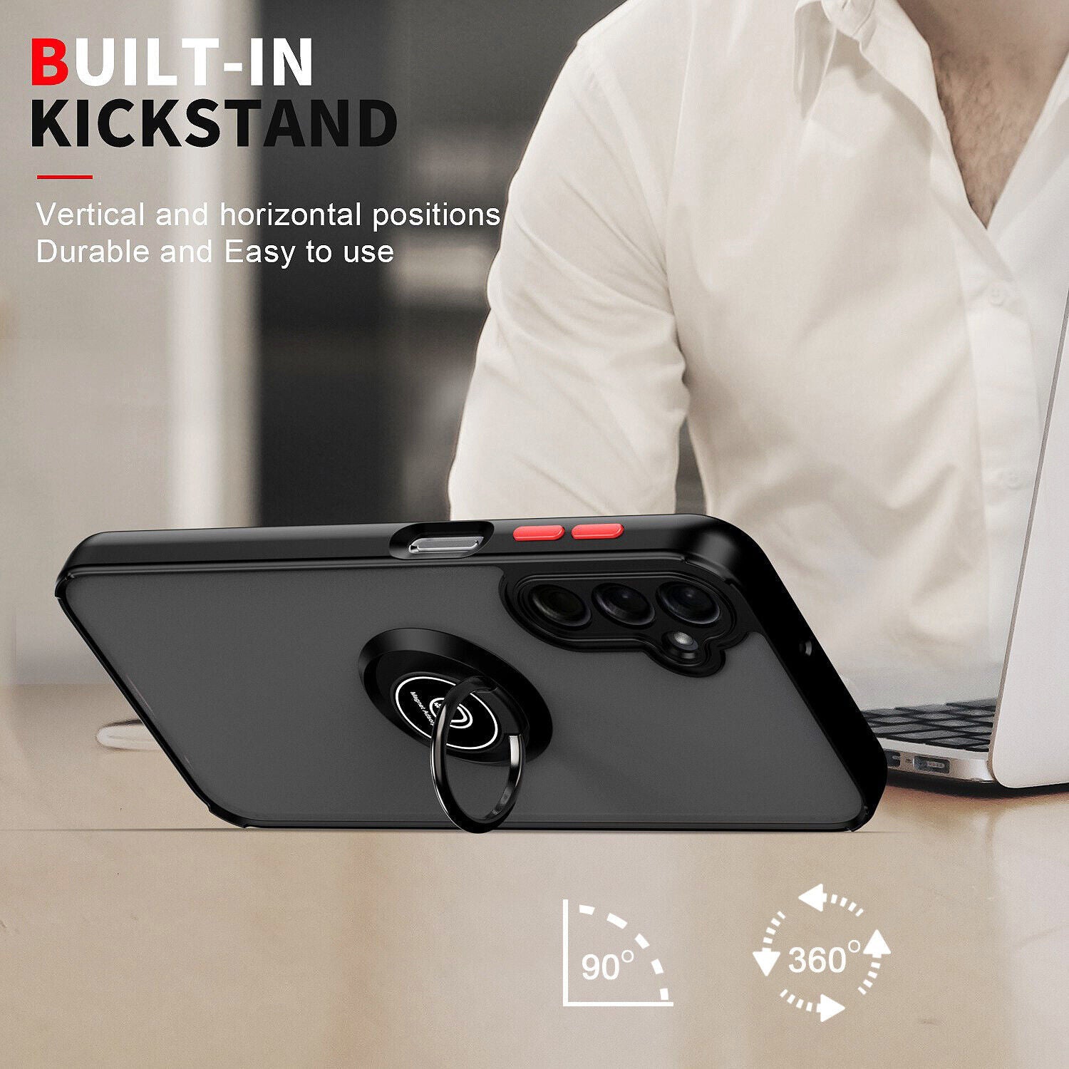 For Samsung Galaxy S24 S23 Plus Ultra Magnetic Matte Ring Shockproof Cover