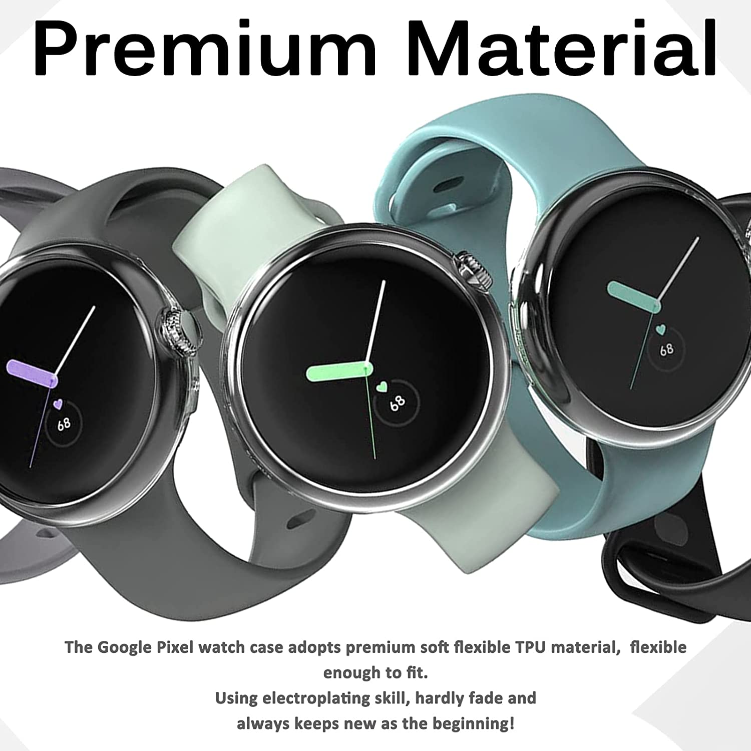 For Google Pixel Watch 2 Case Clear Glass 360 Full Body Cover Screen Protector