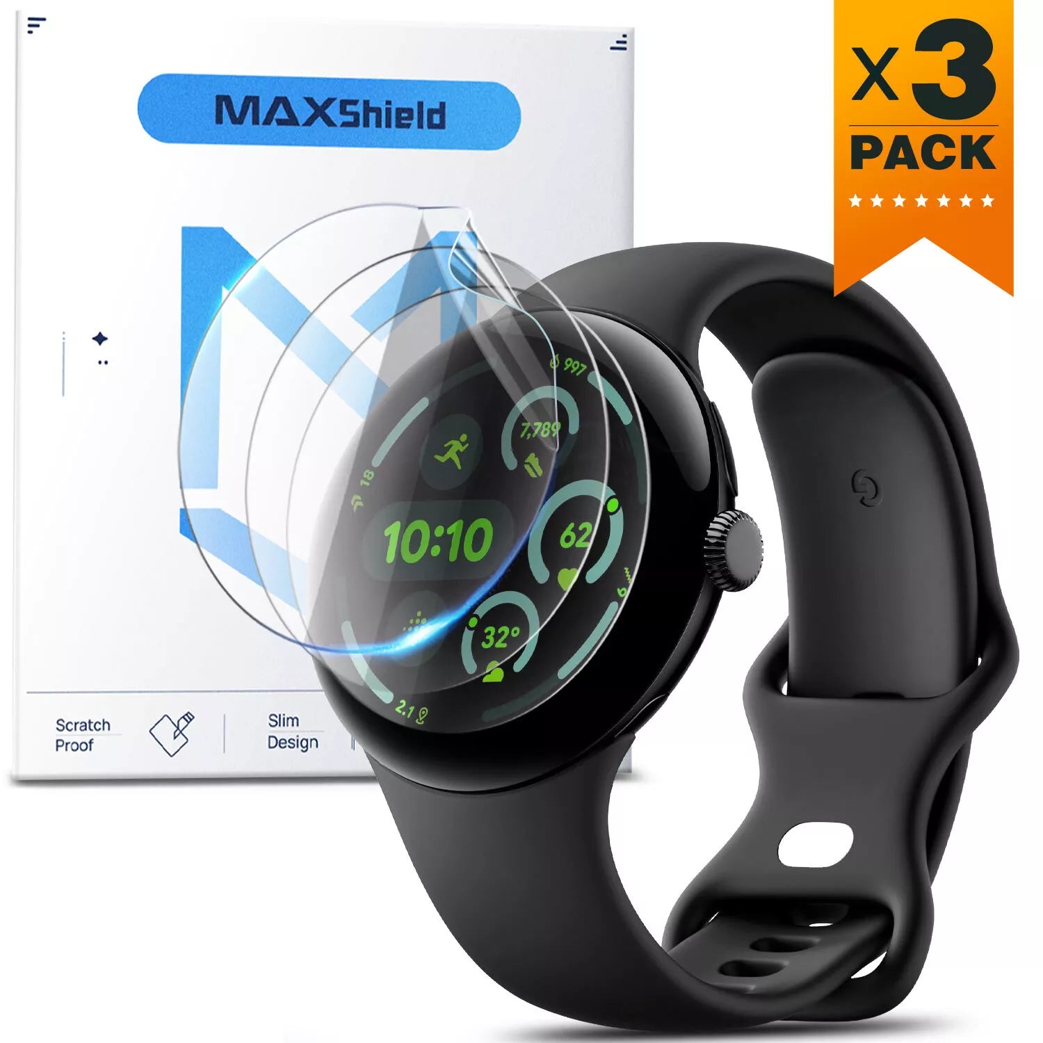 3x For Google Pixel Watch 3 2 Screen Protector Hydrogel Full Coverage Clear Film