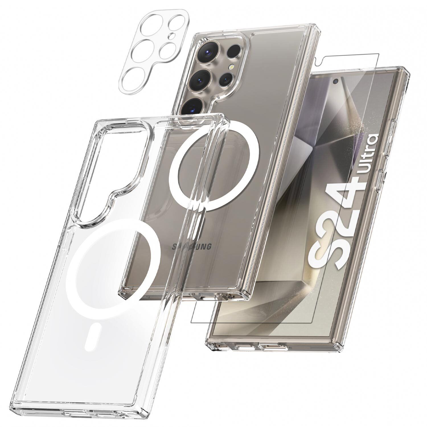 For Samsung S24 Ultra Plus Case Clear Shockproof Magnetic Cover