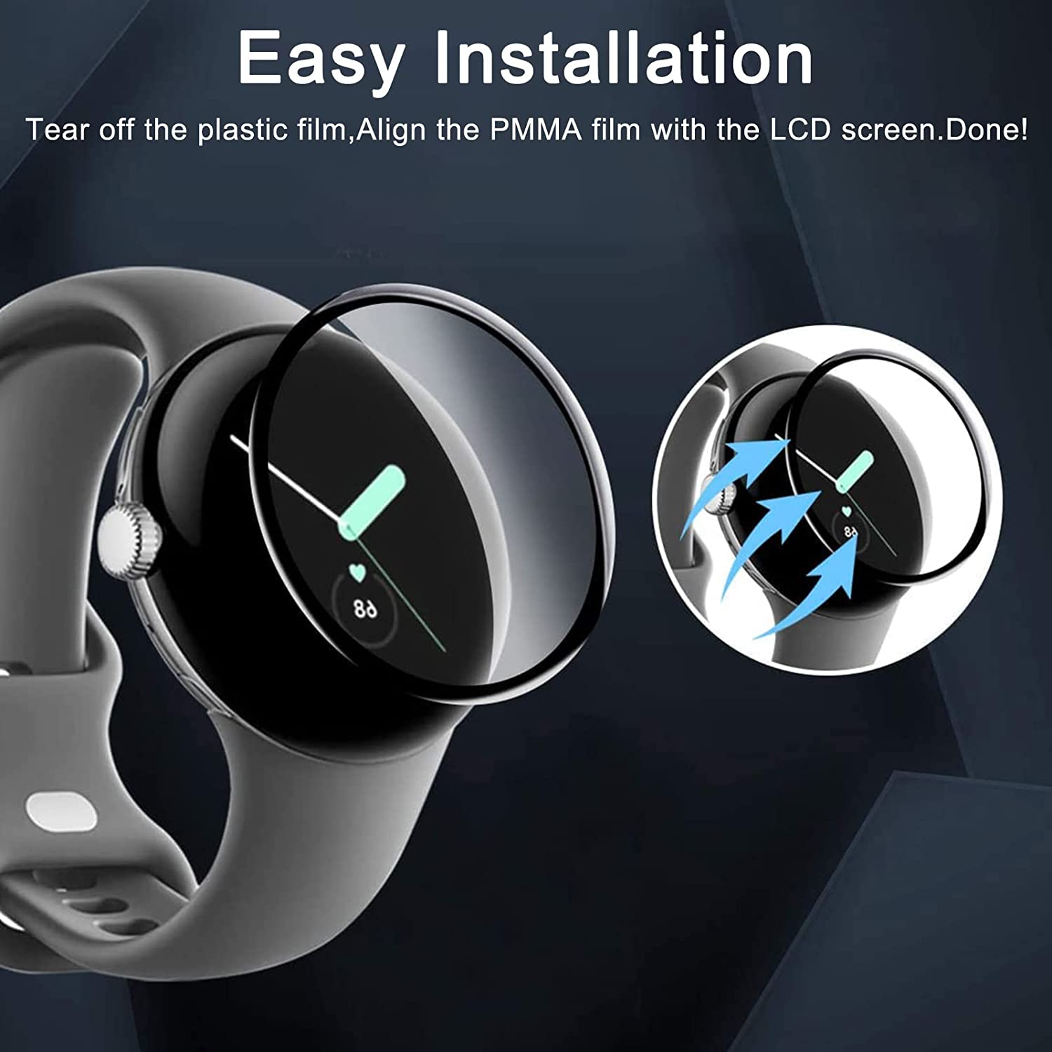 3x For Google Pixel Watch 2 Screen Protector 3D Full Cover Hydrogel Clear Film