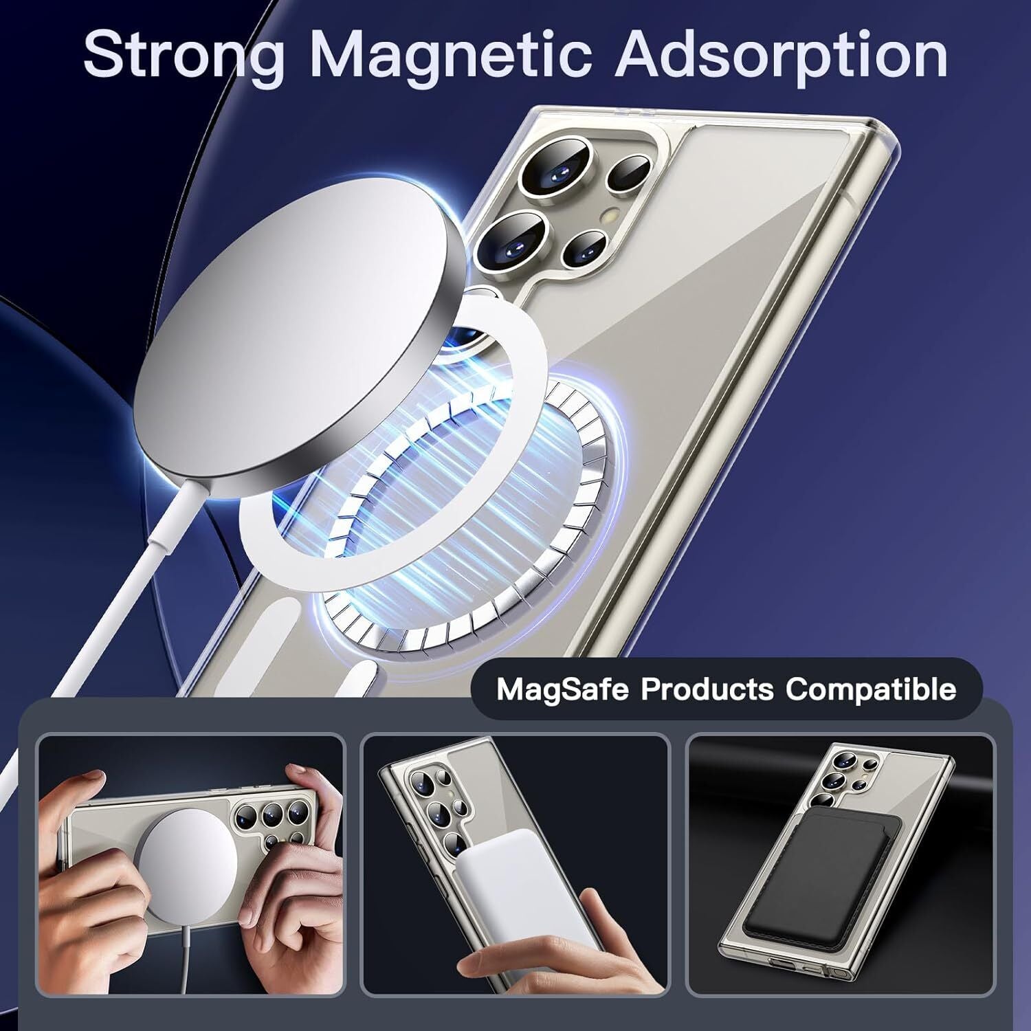 For Samsung S24 Ultra Plus Case Clear Shockproof Magnetic Cover